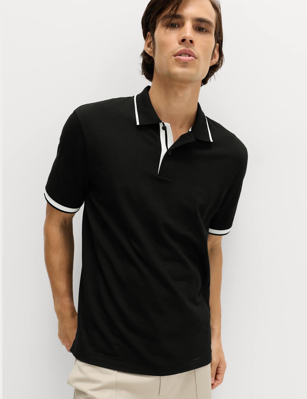 Goodmove Men's Cotton Rich Pique Club Sports Polo Shirt - L - Black