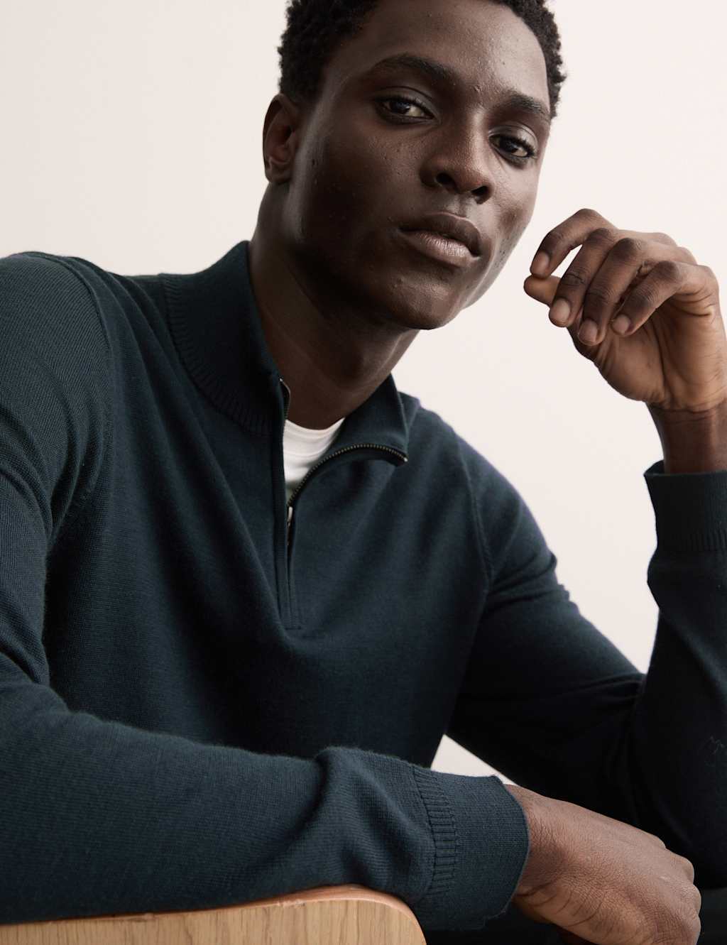 Merino Wool Rich with Silk Half Zip Jumper
