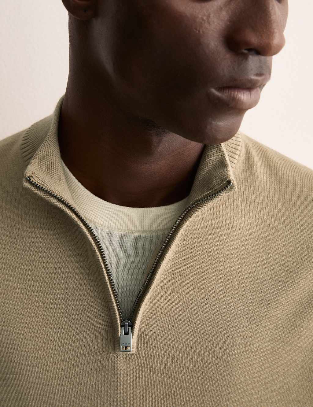 Merino Wool Rich with Silk Half Zip Jumper