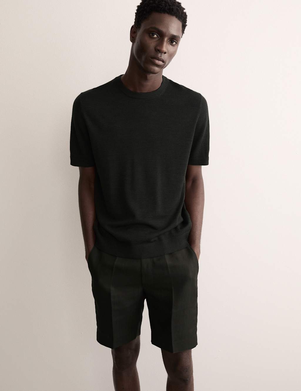 Merino Wool Rich Knitted T-Shirt with Silk