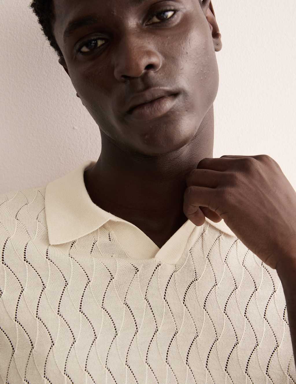Merino Wool Rich Knitted Polo Shirt with Silk
