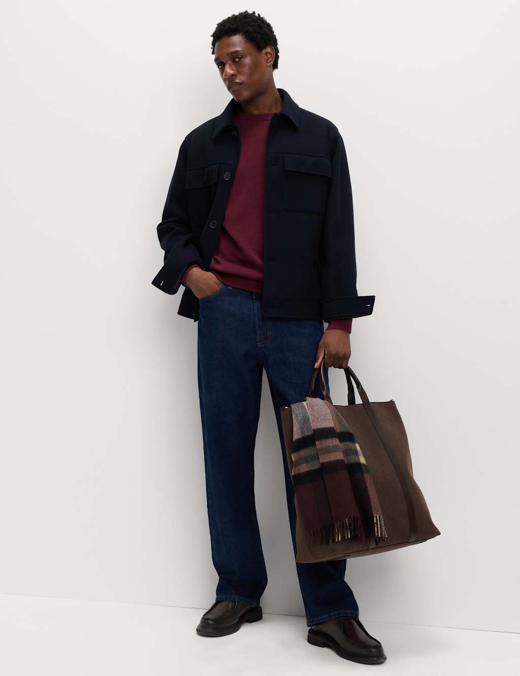 M&S Pure Cotton Crew Neck Jumper Dark Burgundy