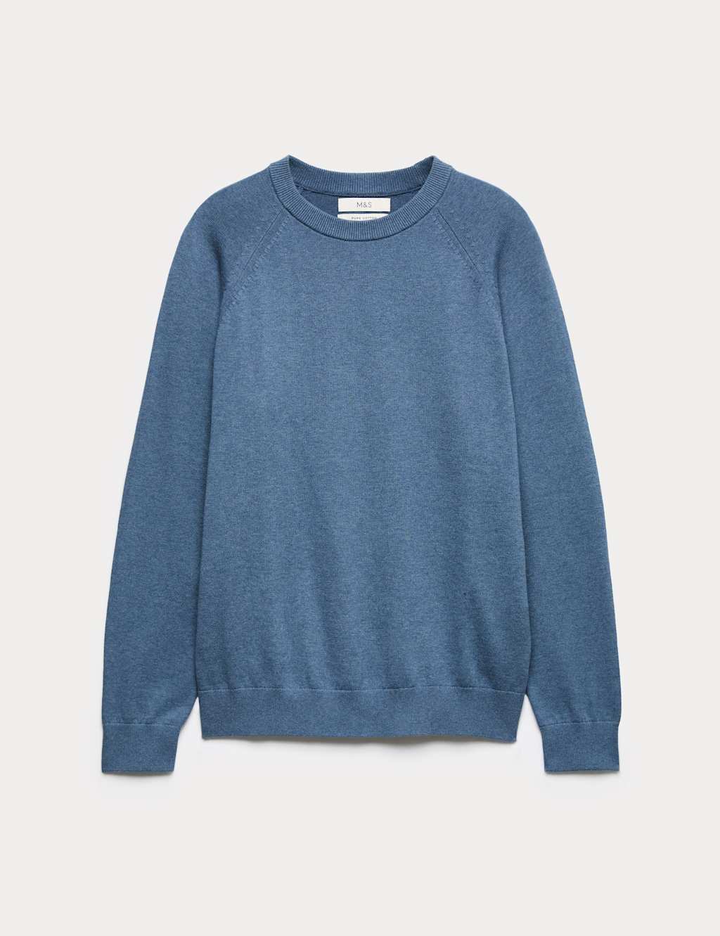 M&S Pure Cotton Crew Neck Jumper Light Denim