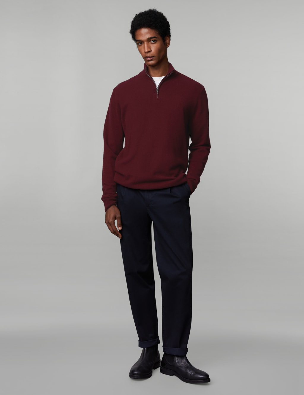 Pure Cashmere Half Zip Jumper