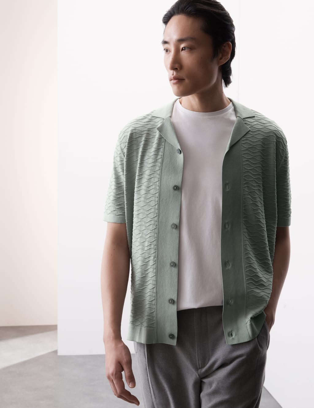 Cotton Rich Textured Knitted Polo Shirt
