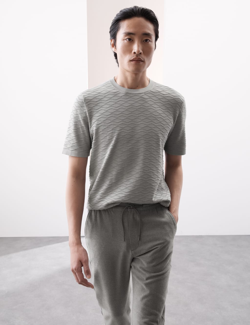 Cotton Rich Textured Knitted T-Shirt