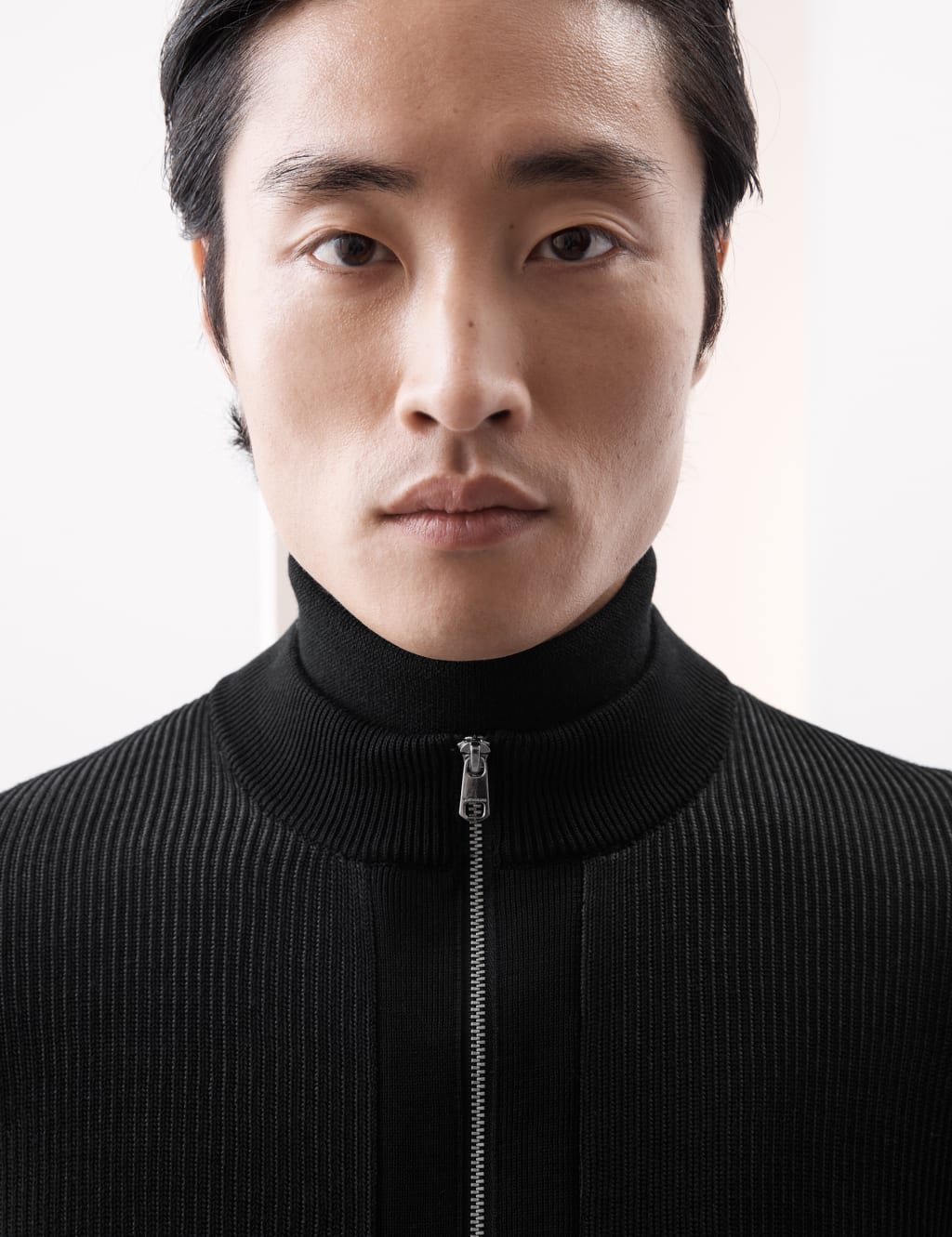 Mercerised Cotton Ribbed Knitted Jacket