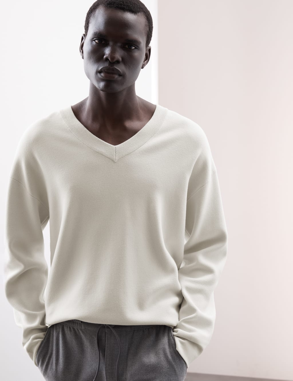 Relaxed  Milano Knit V-Neck Jumper