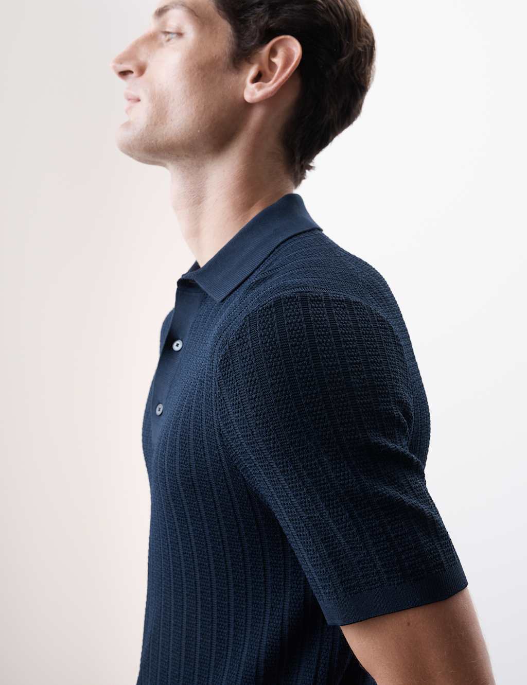 Textured  Viscose Rich Knitted Polo Shirt
