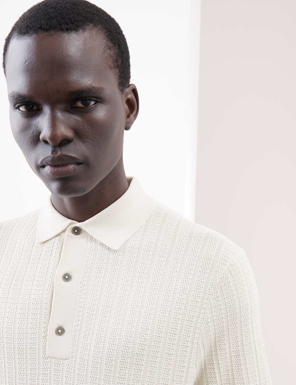 Textured  Viscose Rich Knitted Polo Shirt