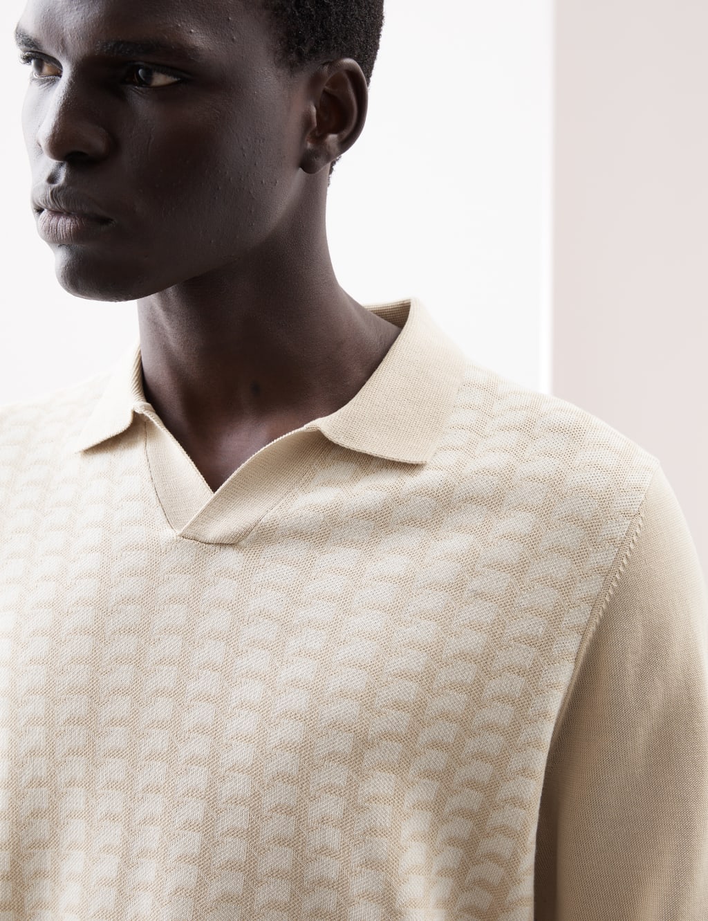 Mercerised Cotton Geometric Knitted Polo