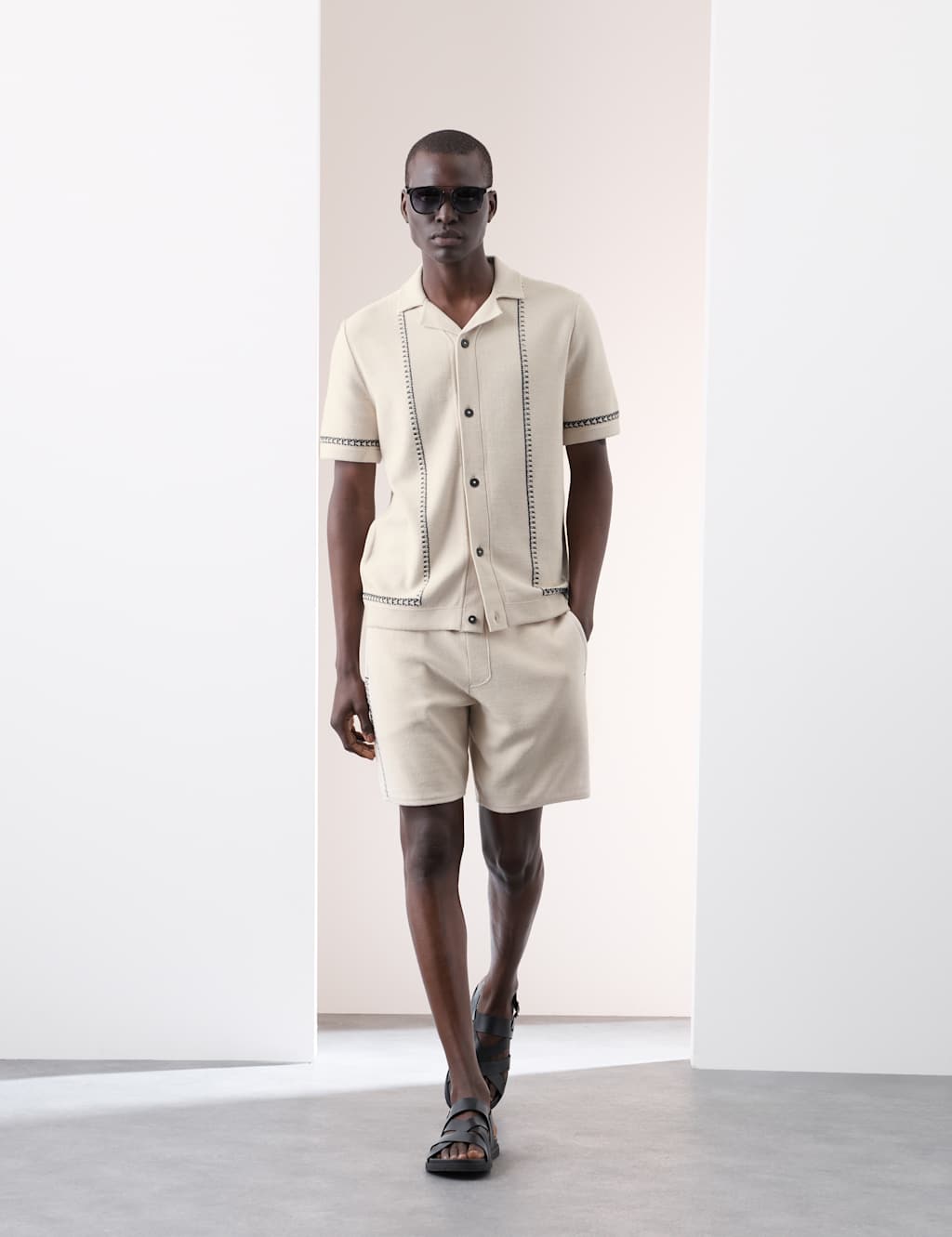 Pure Cotton Cuban Collar Knitted Polo Shirt