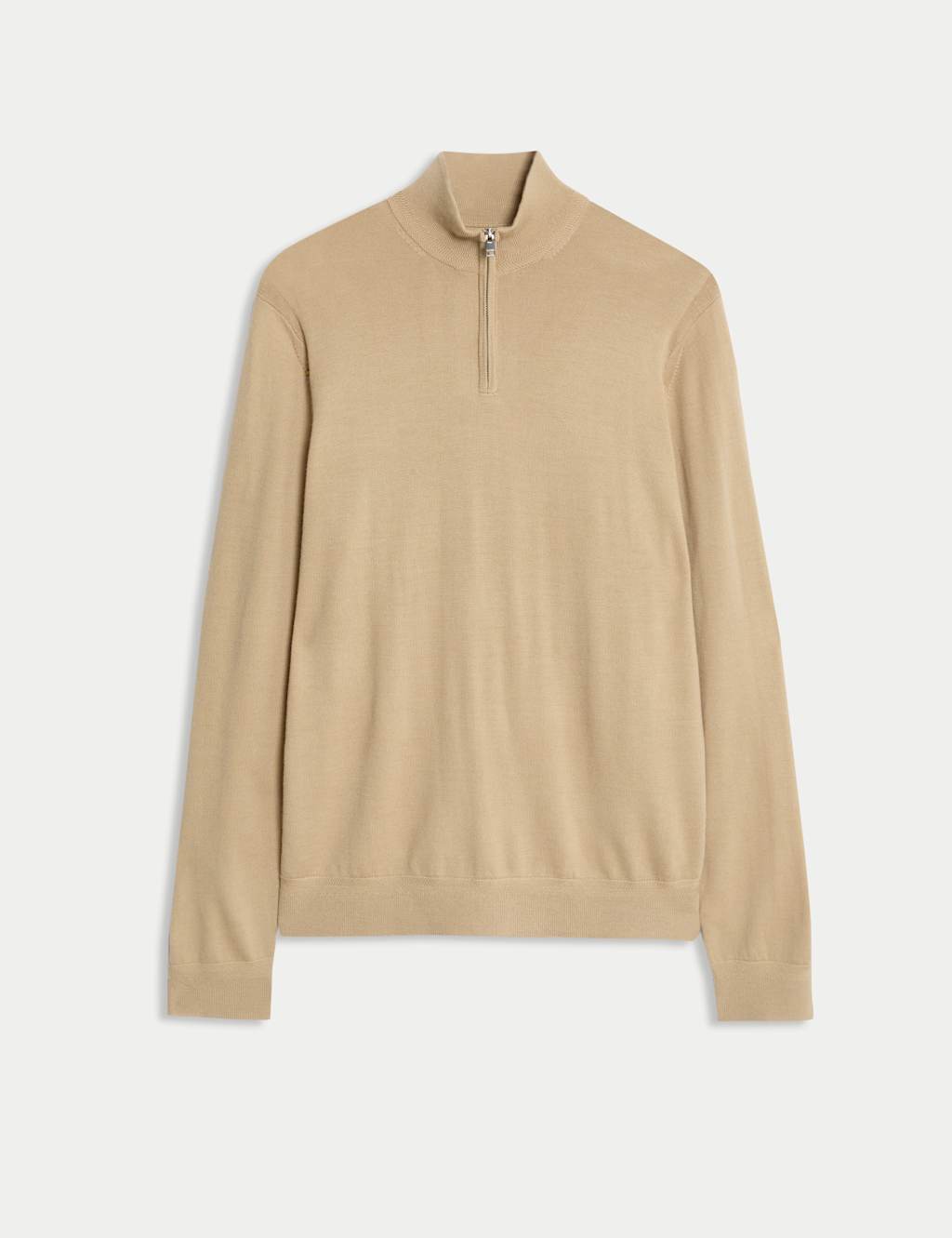 Jaeger Men's Extra Fine Merino Half Zip Jumper - LREG - Camel, Navy,Camel
