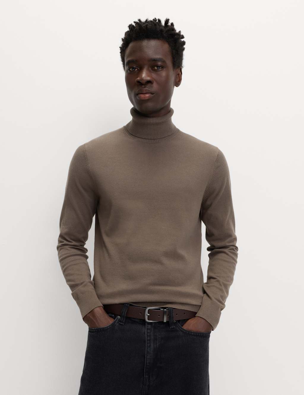 M&S Cotton Rich Roll Neck Jumper Mole