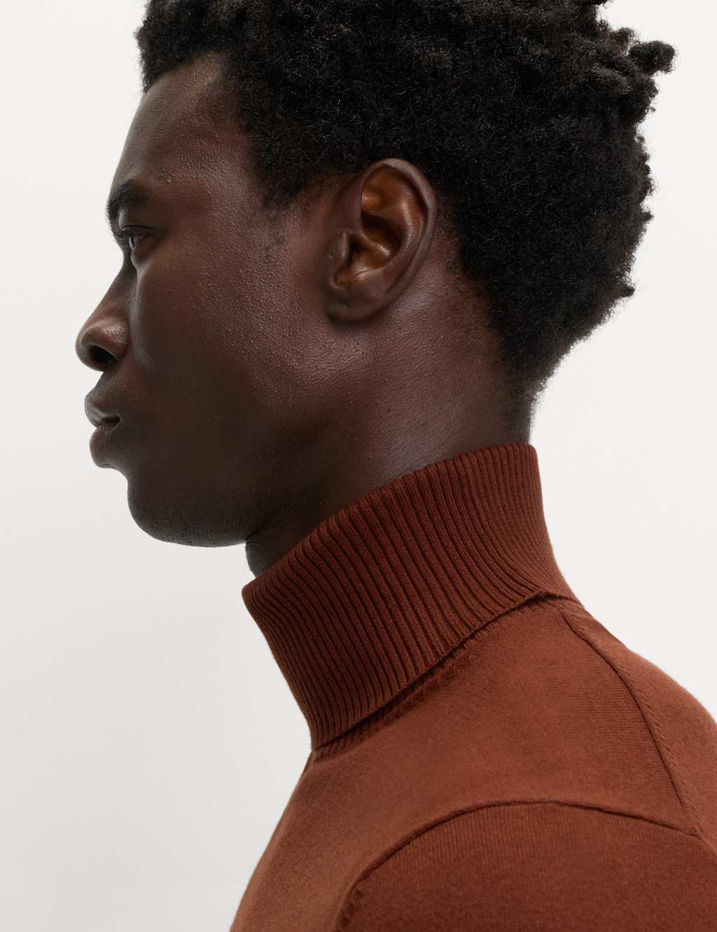 M&S Cotton Rich Roll Neck Jumper Claret