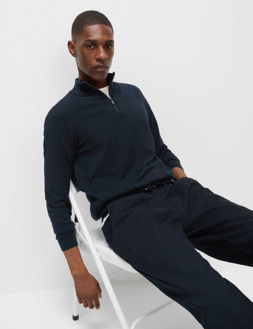 Cotton Rich Half Zip Jumper