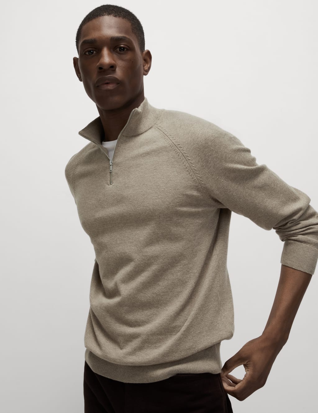 Cotton Rich Half Zip Jumper