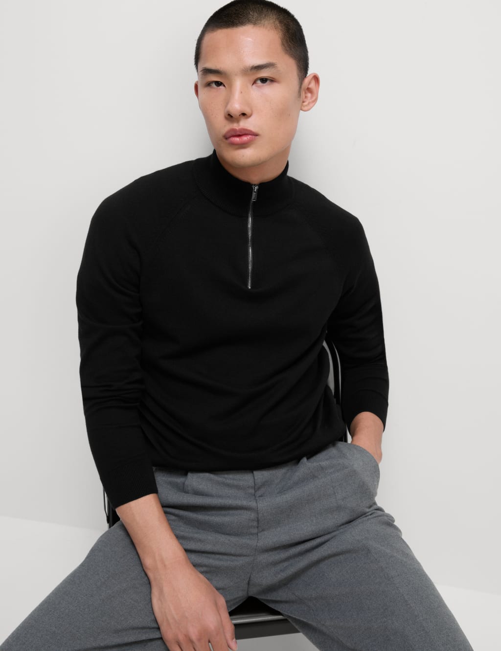 Cotton Rich Half Zip Jumper