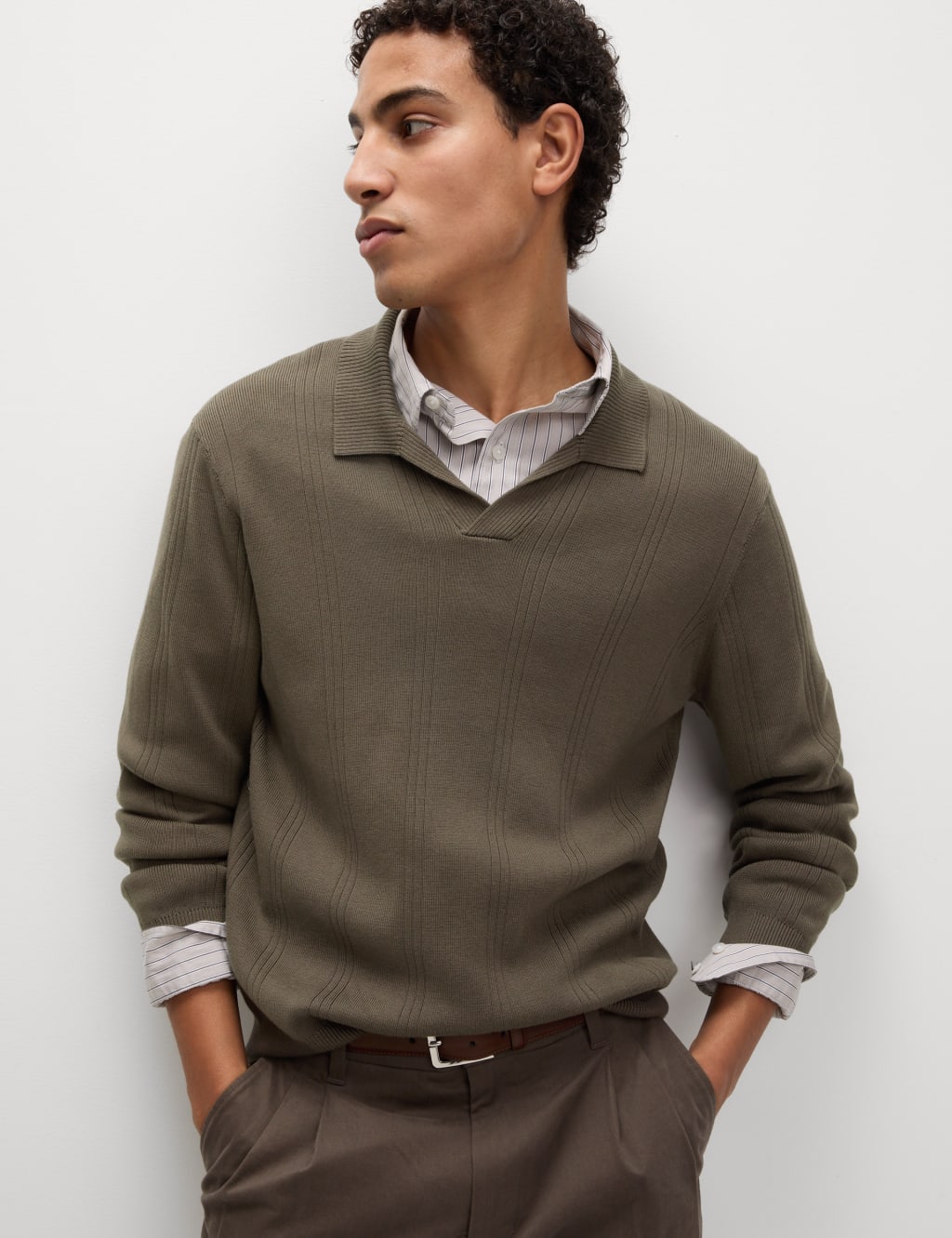 Cotton Modal Blend Knitted Polo Shirt