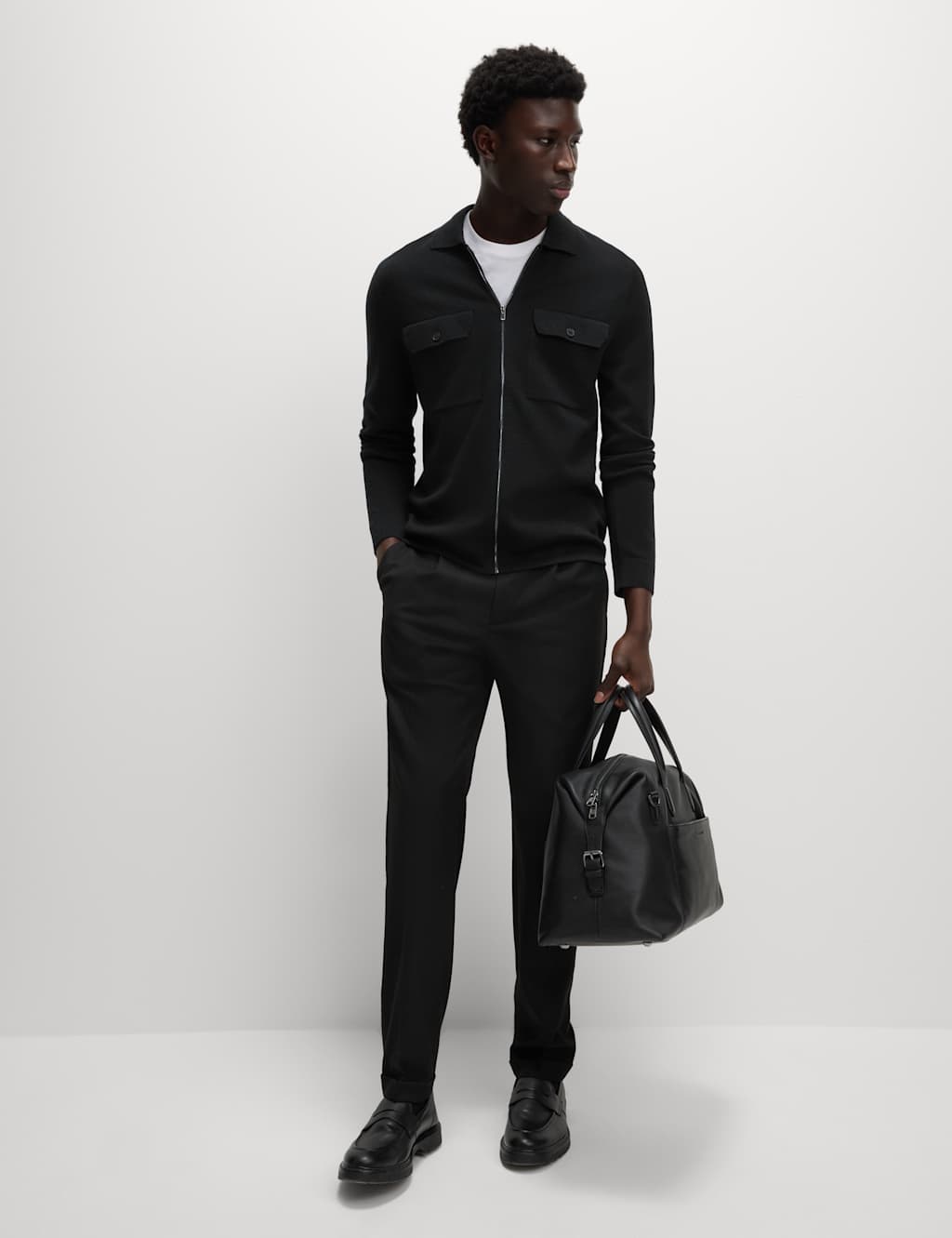 Cotton Rich Zip Up Knitted Jacket