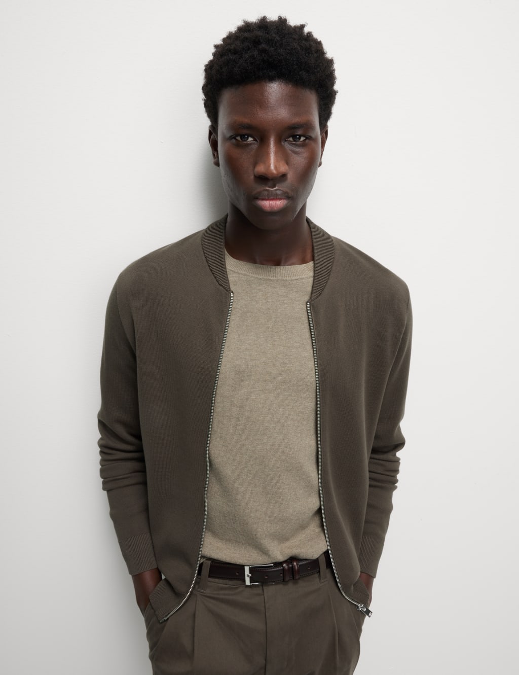 Cotton Modal Blend Knitted Bomber