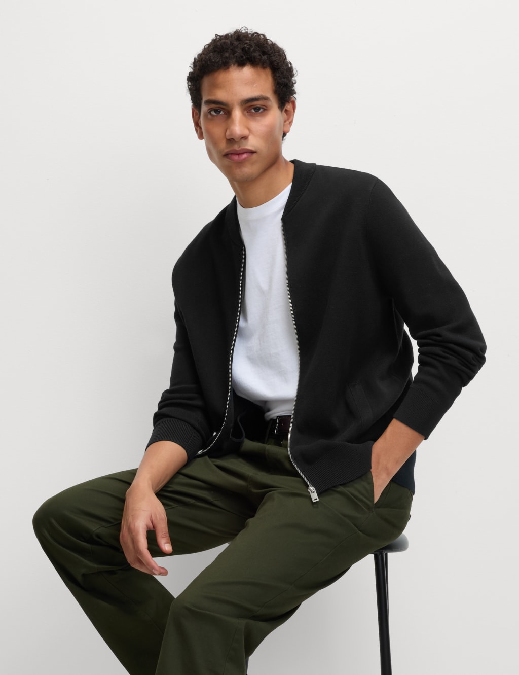 Cotton Modal Blend Knitted Bomber