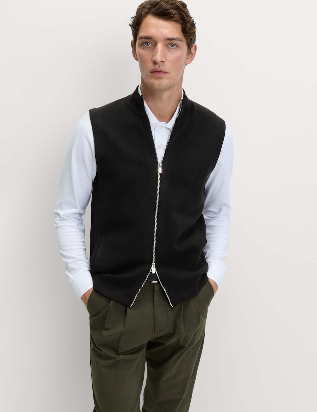 M&S Collection Men's Air Yarn Smart Knitted Gilet - MREG - Black, Black