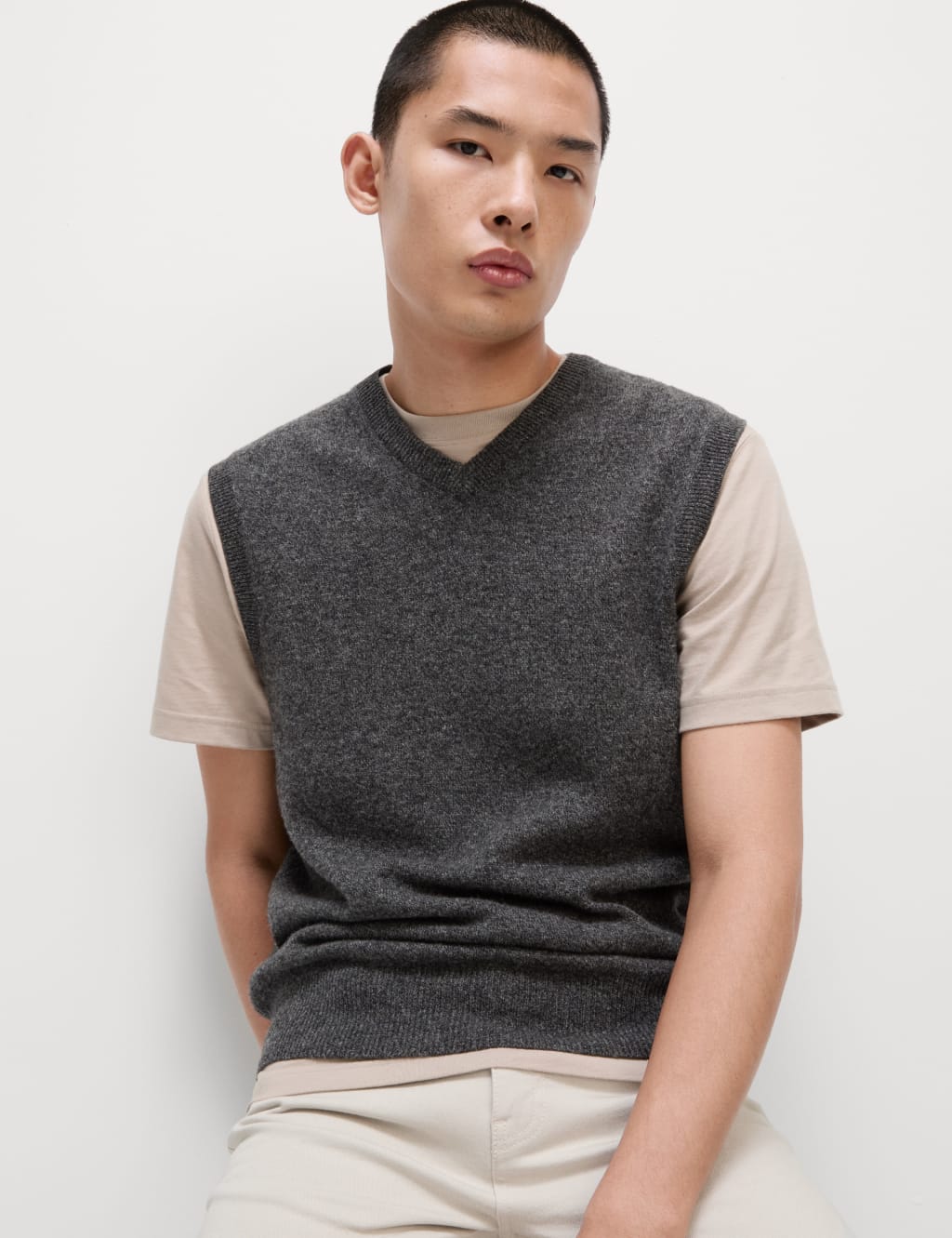 Pure Extra Fine Lambswool Sleeveless Jumper