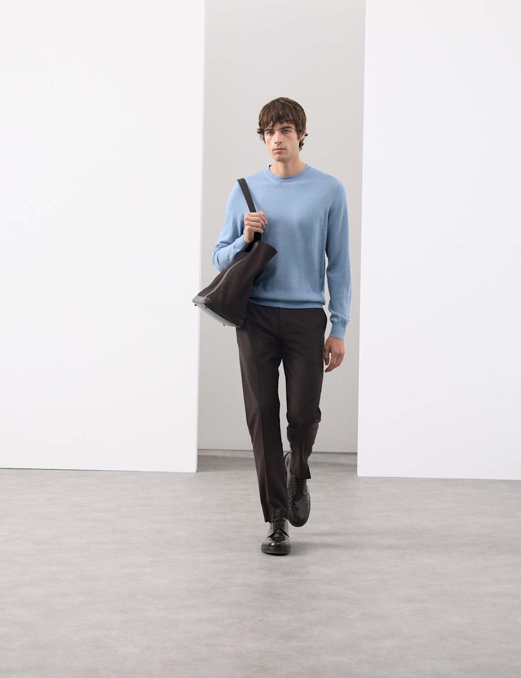 Autograph Pure Extra Fine Merino Wool Crew Neck Jumper Smokey Blue