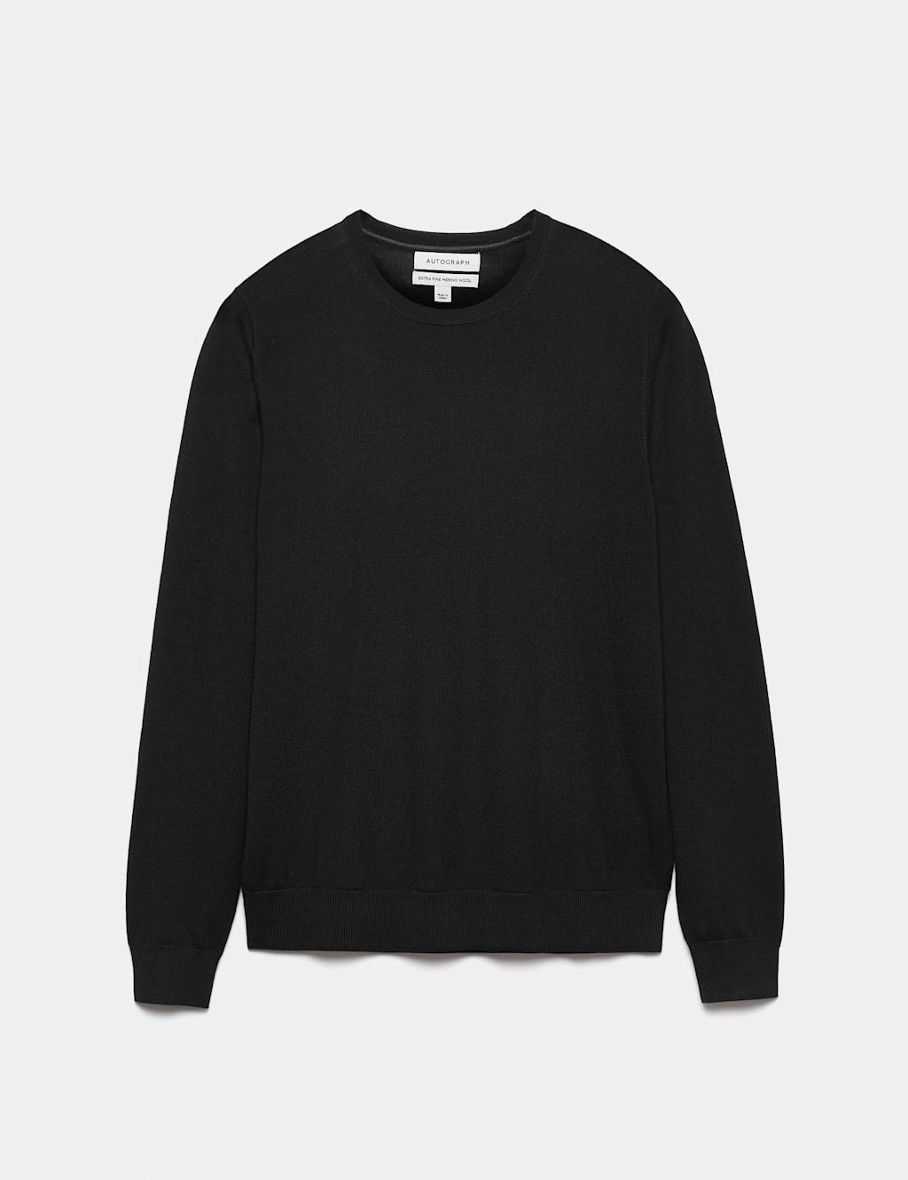 Autograph Men's Pure Extra Fine Merino Wool Crew Neck Jumper - XS - Black