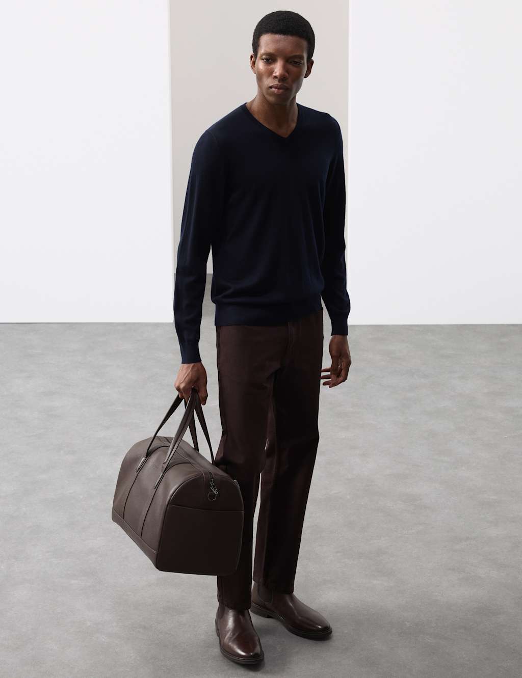 Autograph Pure Extra Fine Merino Wool V-Neck Jumper Dark Navy