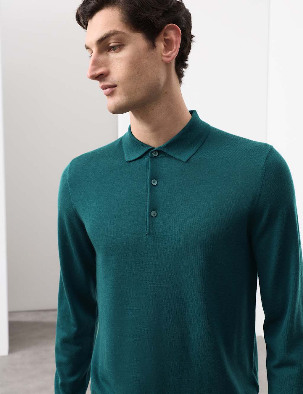 Autograph Men's Pure Extra Fine Merino Wool Polo Shirt - L - Teal