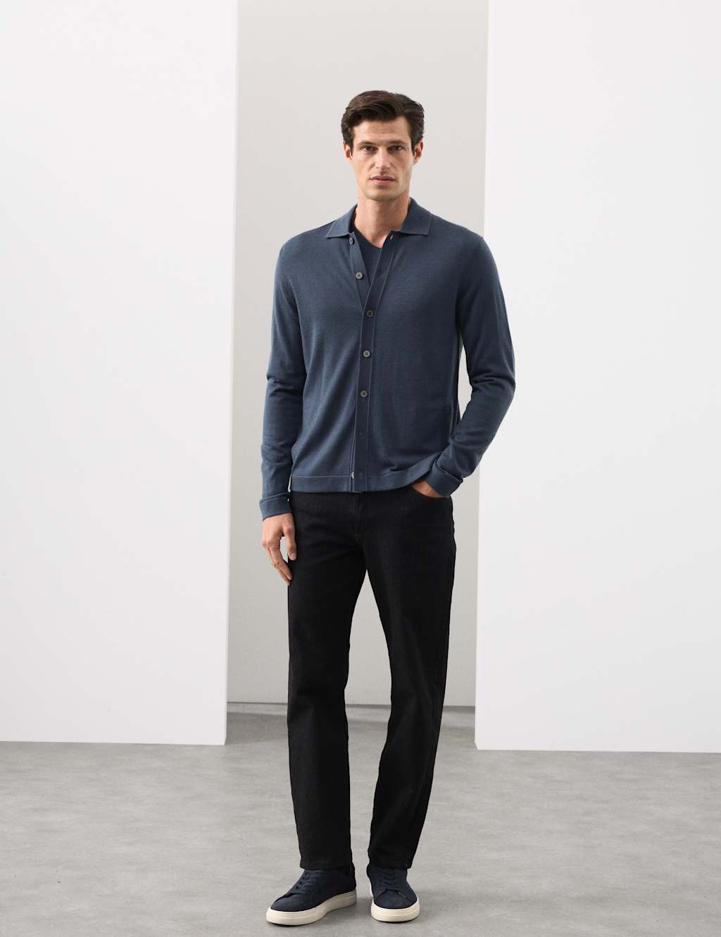 Autograph Pure Extra Fine Merino Wool Jacket Dark Ink