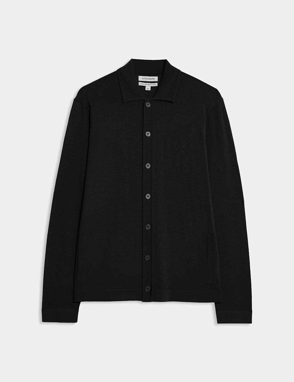 Autograph Men's Pure Extra Fine Merino Wool Knitted Jacket - MREG - Black, Black,Dark Ink