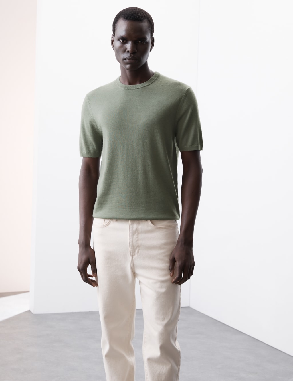 Pure Extra Fine Merino Wool Knitted T-Shirt