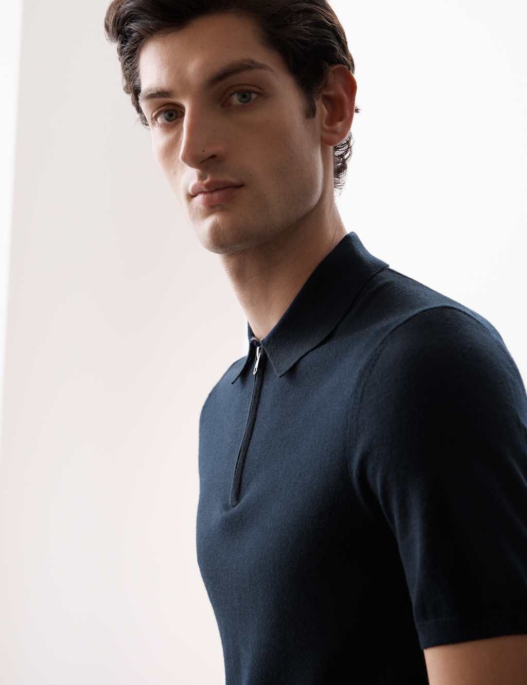 Pure Extra Fine Merino Wool Knitted Polo Shirt