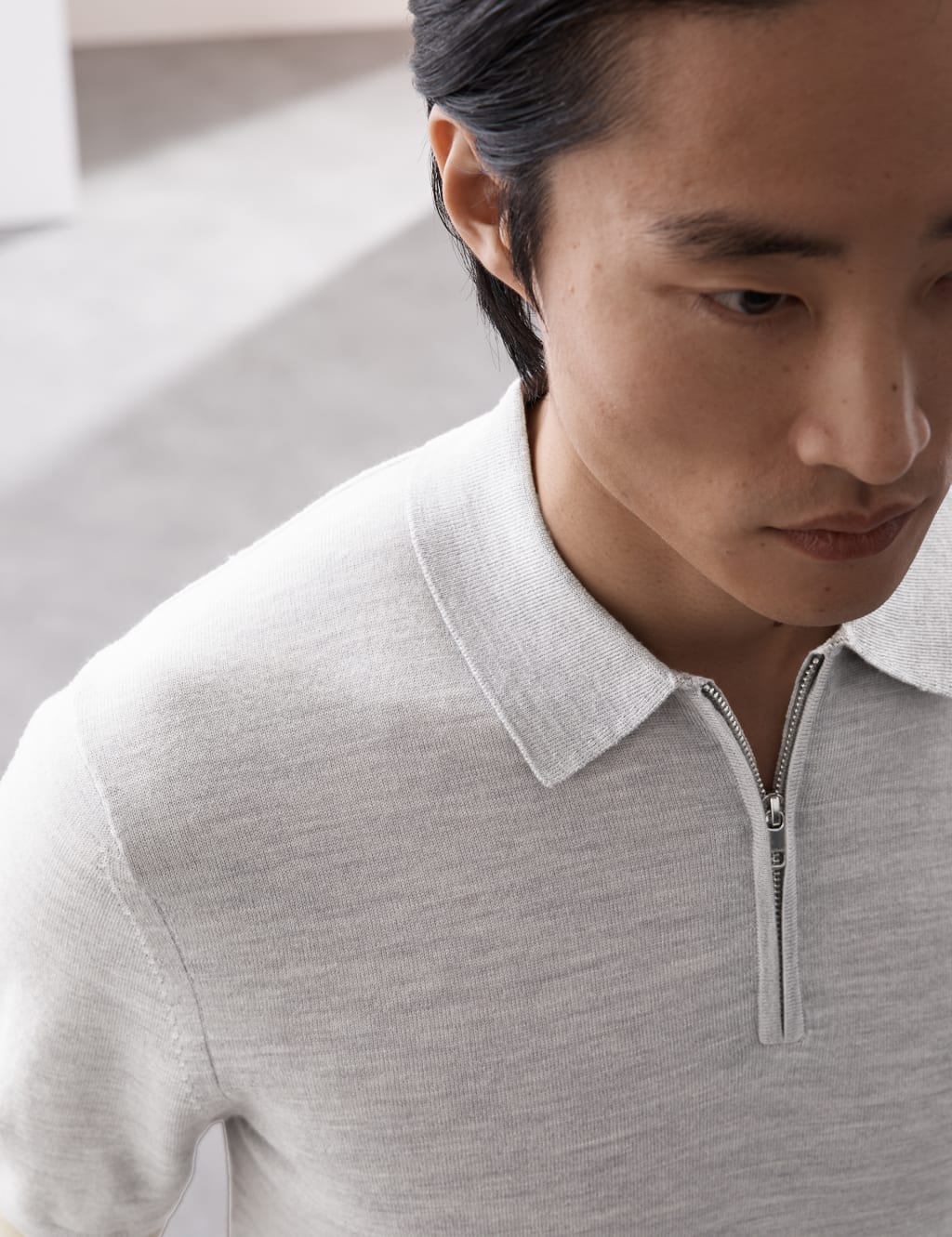 Pure Extra Fine Merino Wool Knitted Polo Shirt