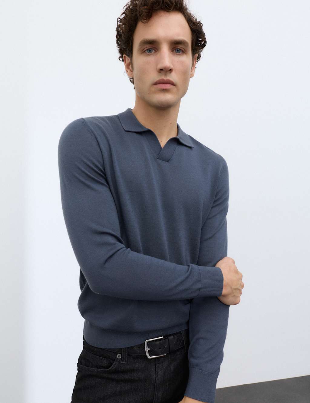 Autograph Men's Pure Extra Fine Merino Wool Knitted Polo Shirt - 2XL - Nightshade