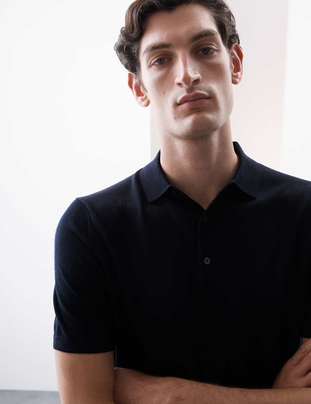 Pure Extra Fine Merino Wool Knitted Polo Shirt