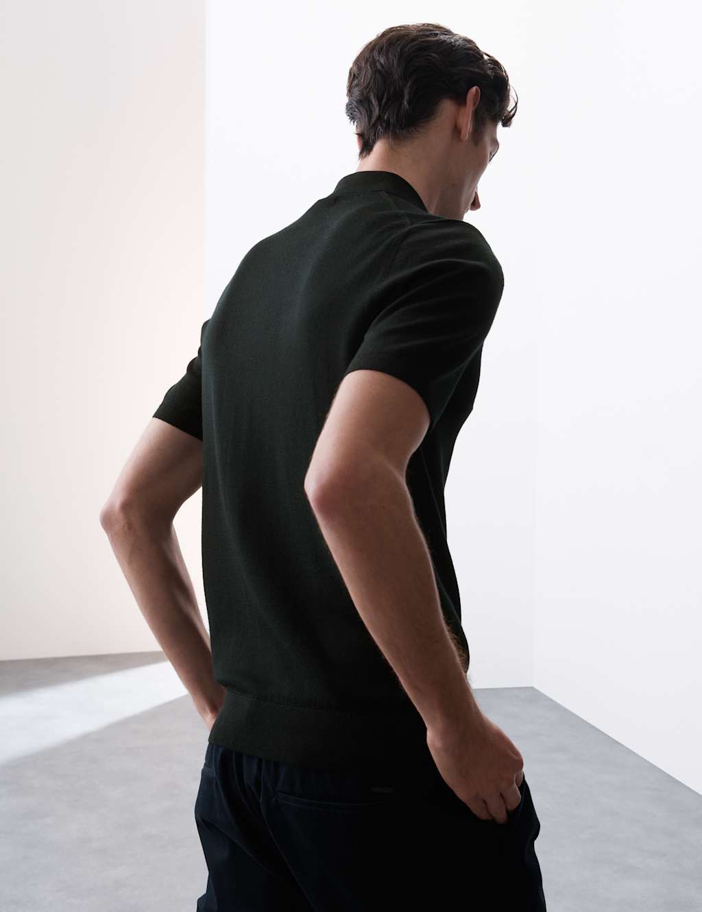 Pure Extra Fine Merino Wool Knitted Polo Shirt