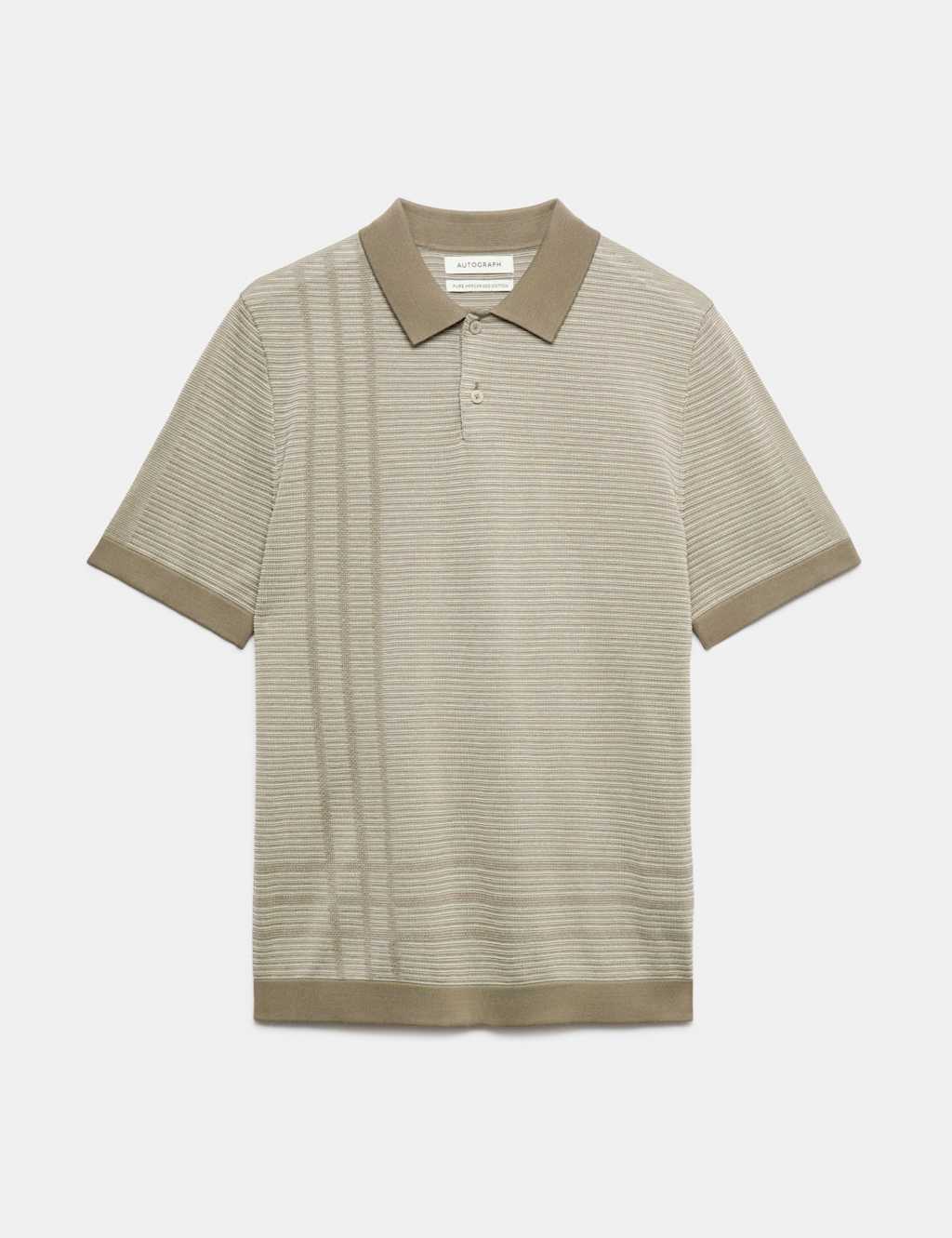 Autograph Men's Regular Fit Pure Cotton Knitted Polo Shirt - L - Sable