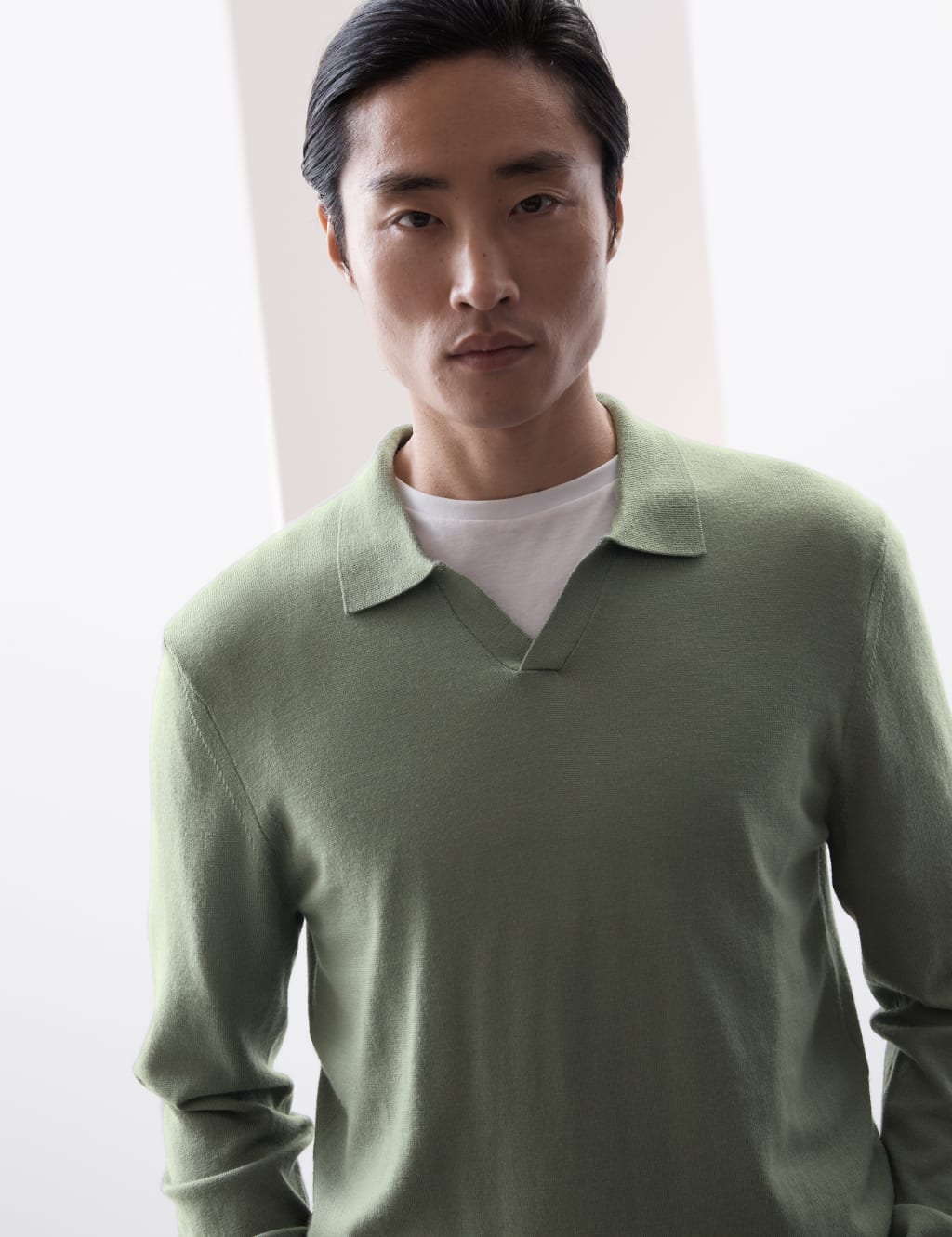 Pure Extra Fine Merino Wool Knitted Polo Shirt