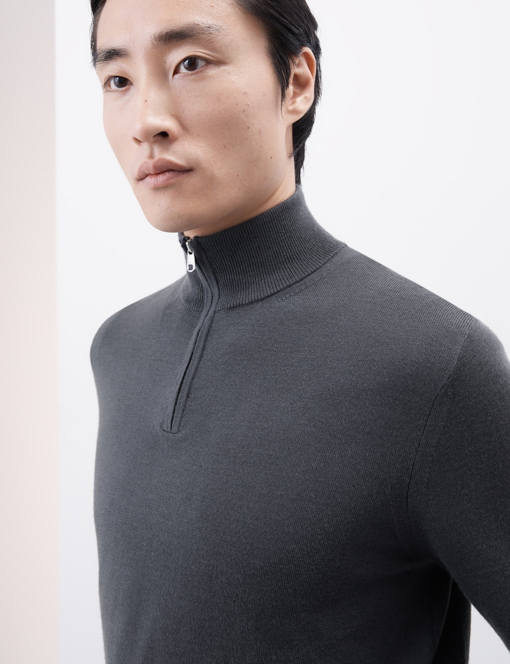 Pure Extra Fine Merino Wool Half Zip Jumper