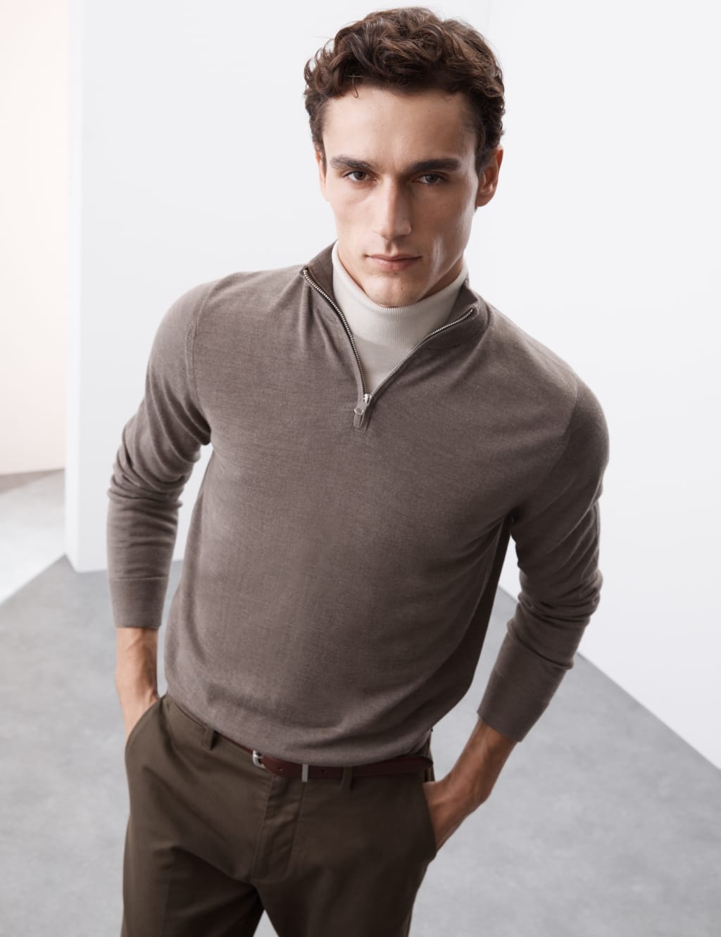 Pure Extra Fine Merino Wool Half Zip Jumper