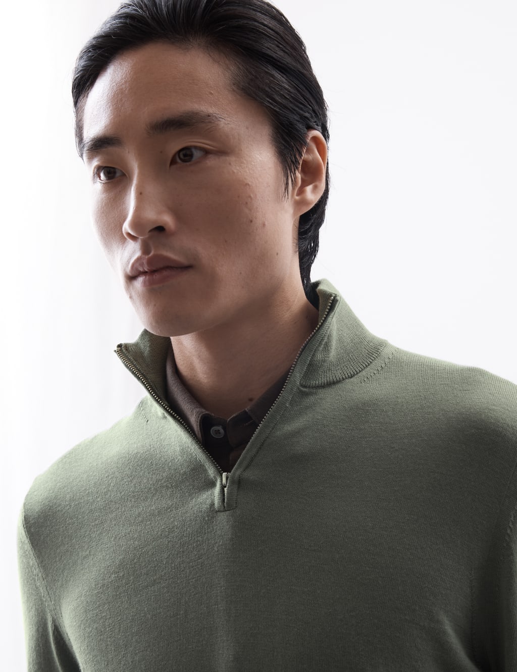 Pure Extra Fine Merino Wool Half Zip Jumper