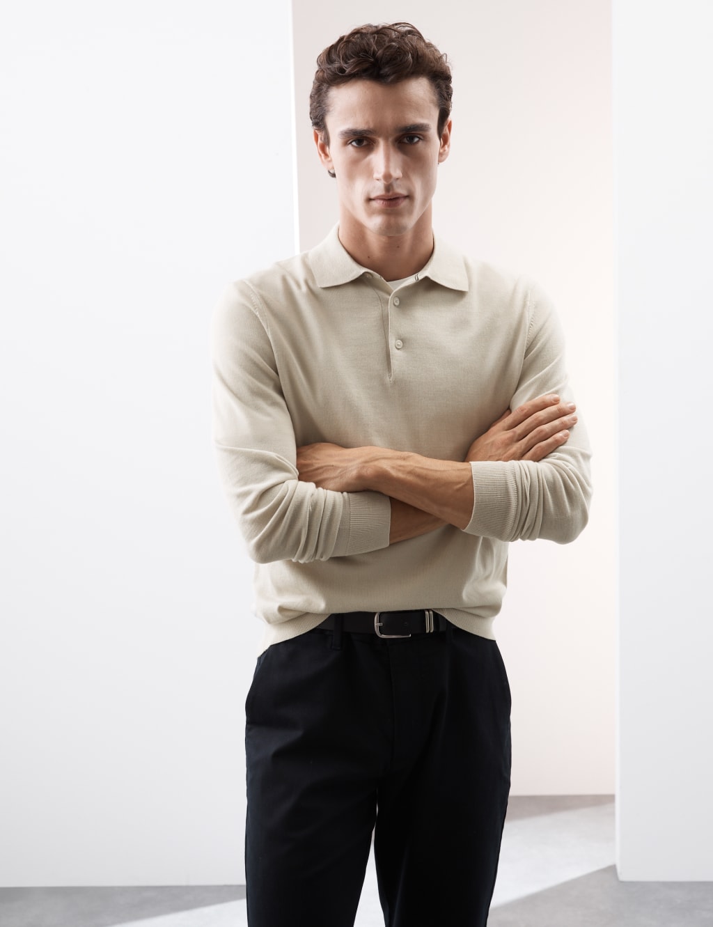 Pure Extra Fine Merino Wool Knitted Polo Shirt