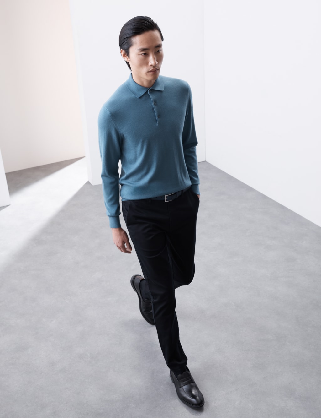 Pure Extra Fine Merino Wool Knitted Polo Shirt