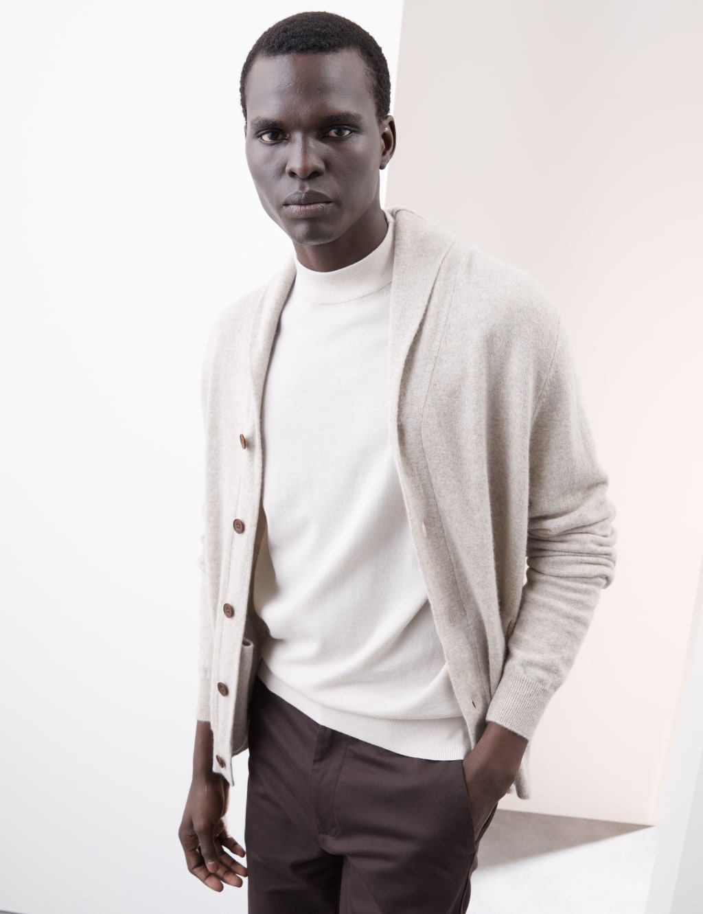 Mens long shawl cardigan top