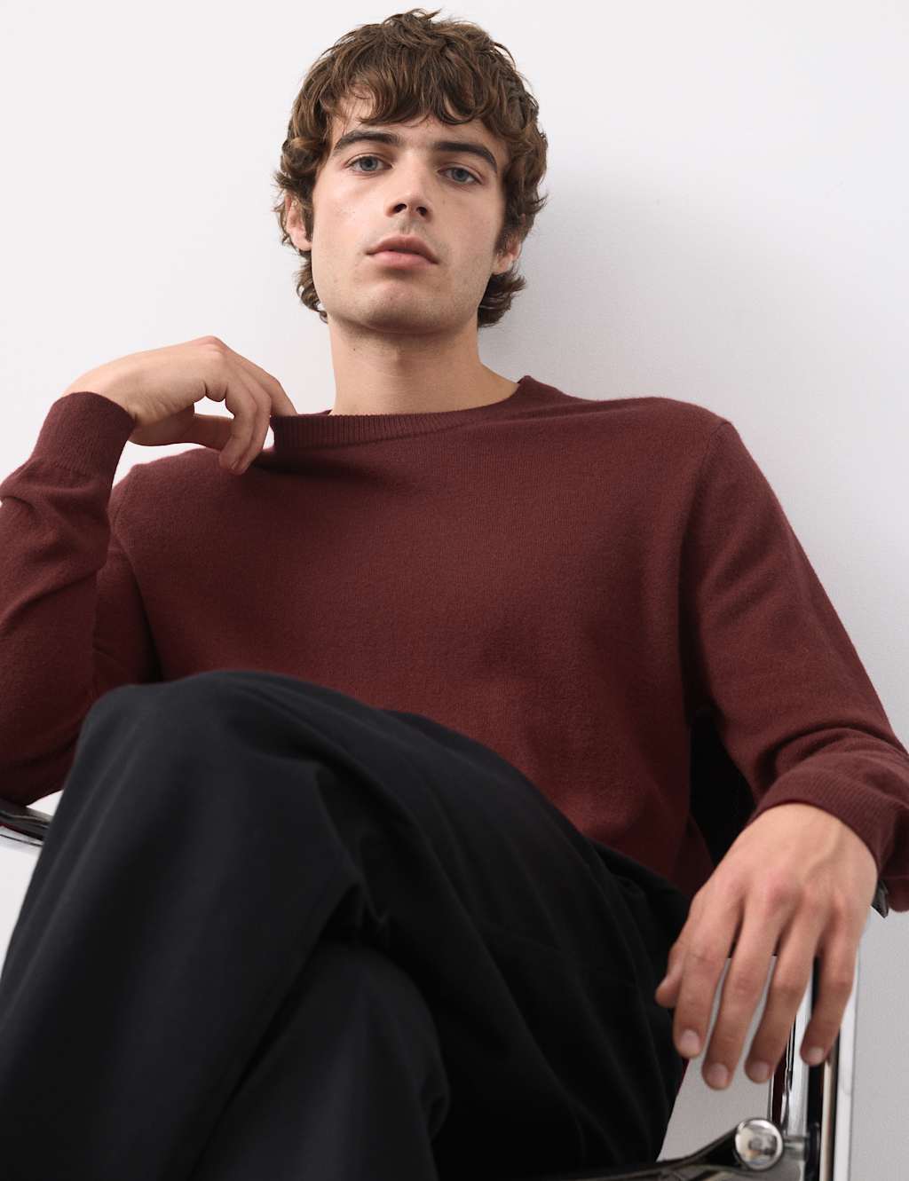 Autograph Pure Cashmere Crew Neck Jumper Dark Red