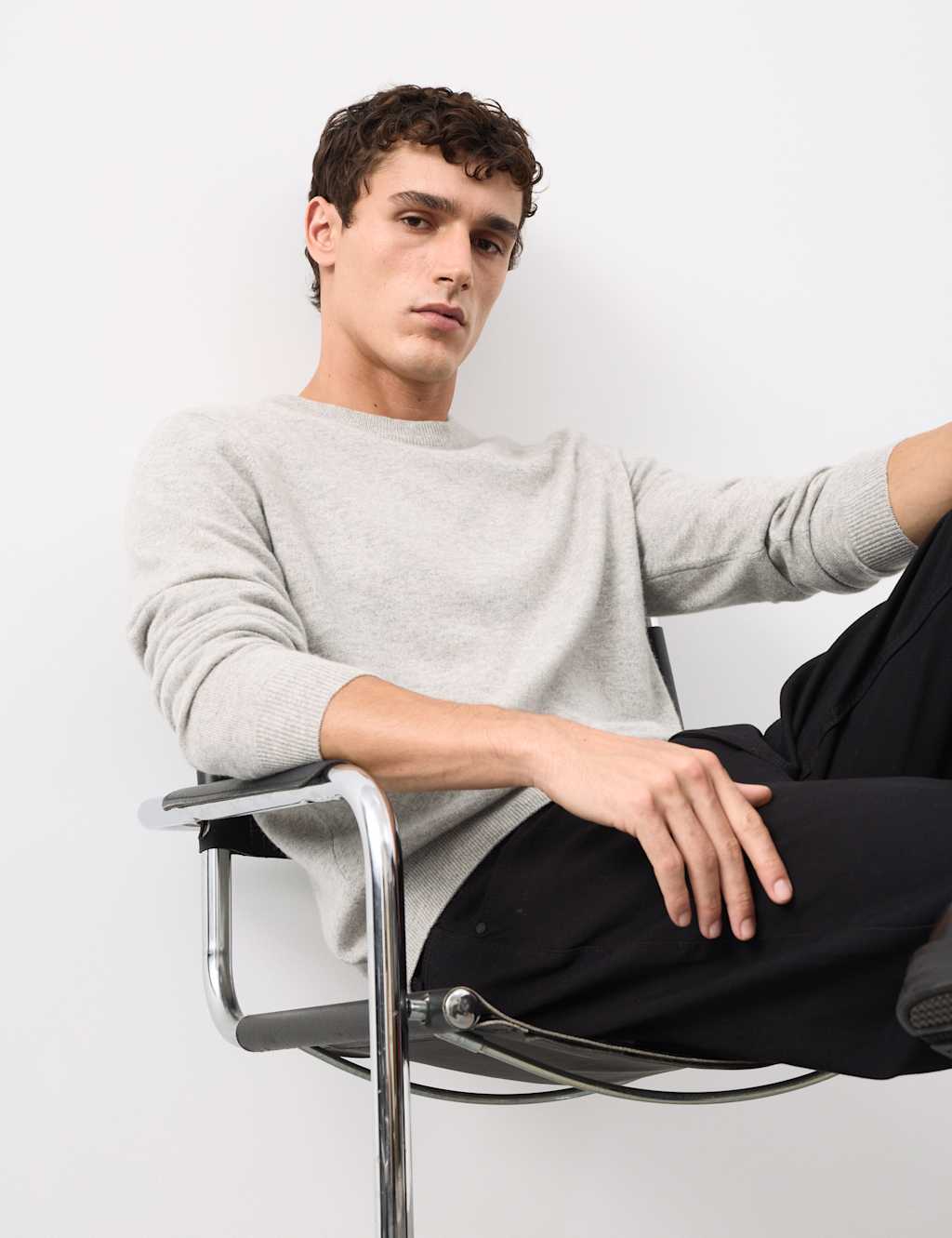 Autograph Pure Cashmere Crew Neck Jumper Grey Marl